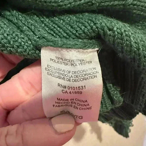 Mighty Fine Womens XL Loop Knit Green Pearl Cropped Cardigan Sweater Preppy‎ - Picture 6 of 10